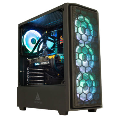 Black gaming pc computer with RBG lighting